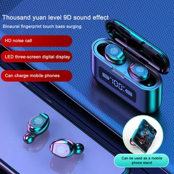 

New Wireless Headphones 9D Bluetooth 5.0 Earphone TWS HIFI Mini In-ear Sports Running Headset Support iOS/Android Phones HD Call