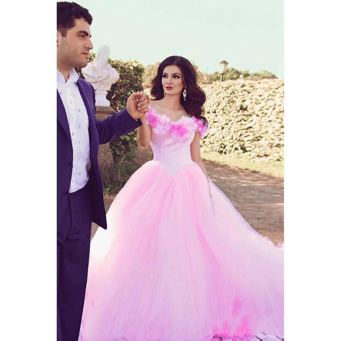 Vestido de noiva Цветочные Свадебные платья robe de mariee арабские невесты платье с v-образным вырезом gelinlik Длинные свадебные платья Поезд