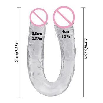 Double Jelly  Dildo Realistic U Type G Spot Anal Dildo Big Artificial Penis Suction Cup Toys for Adult SexToys for Woman Lesbian