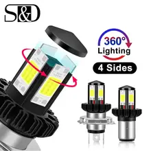 Фары для мотоцикла H6 BA20D H4 светодиодный Hi Lo beam Moto светодиодный фонарь для мотоцикла светодиодный комплект для преобразования ламп 1200LM 6000K