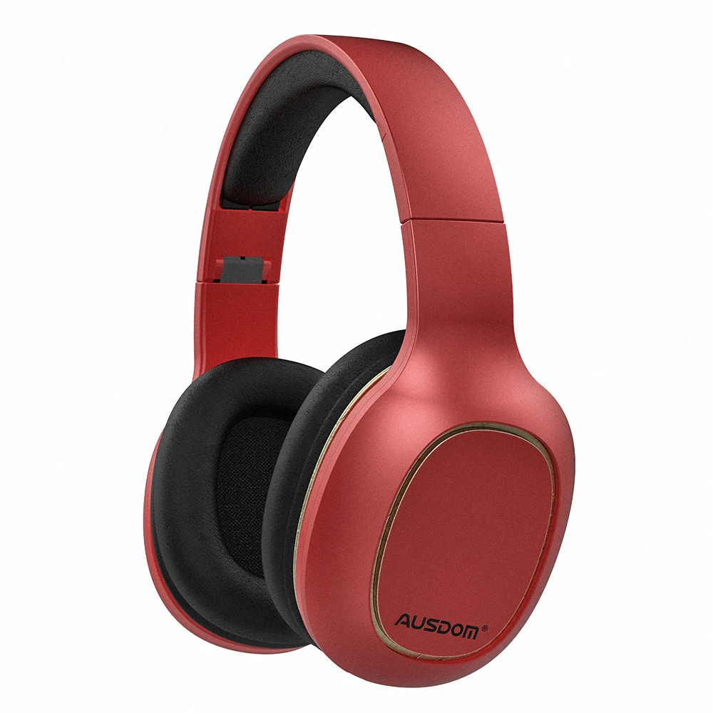 Ausdom M09 полноразмерные, беспроводные, блютуз наушники с микрофоном и поддержкой флеш кары памяти - Цвет: New Red.