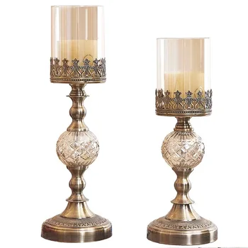 

Hurricane Candleholder Set 17"/19" Bronze Table Decorative Candle Holders Home Supplies