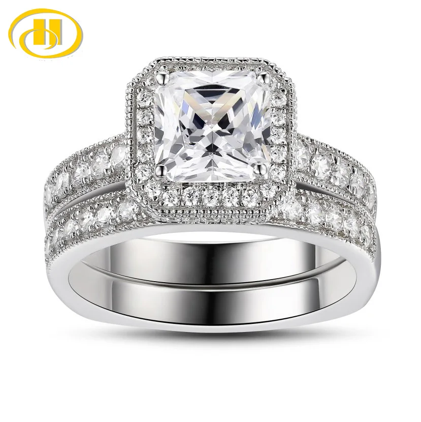 Hutang 3,0 Carate Princess кольцо из стерлингового серебра S925 пробы кольца на палец с кубическим цирконием элегантные ювелирные изделия для женщин Рождественский подарок