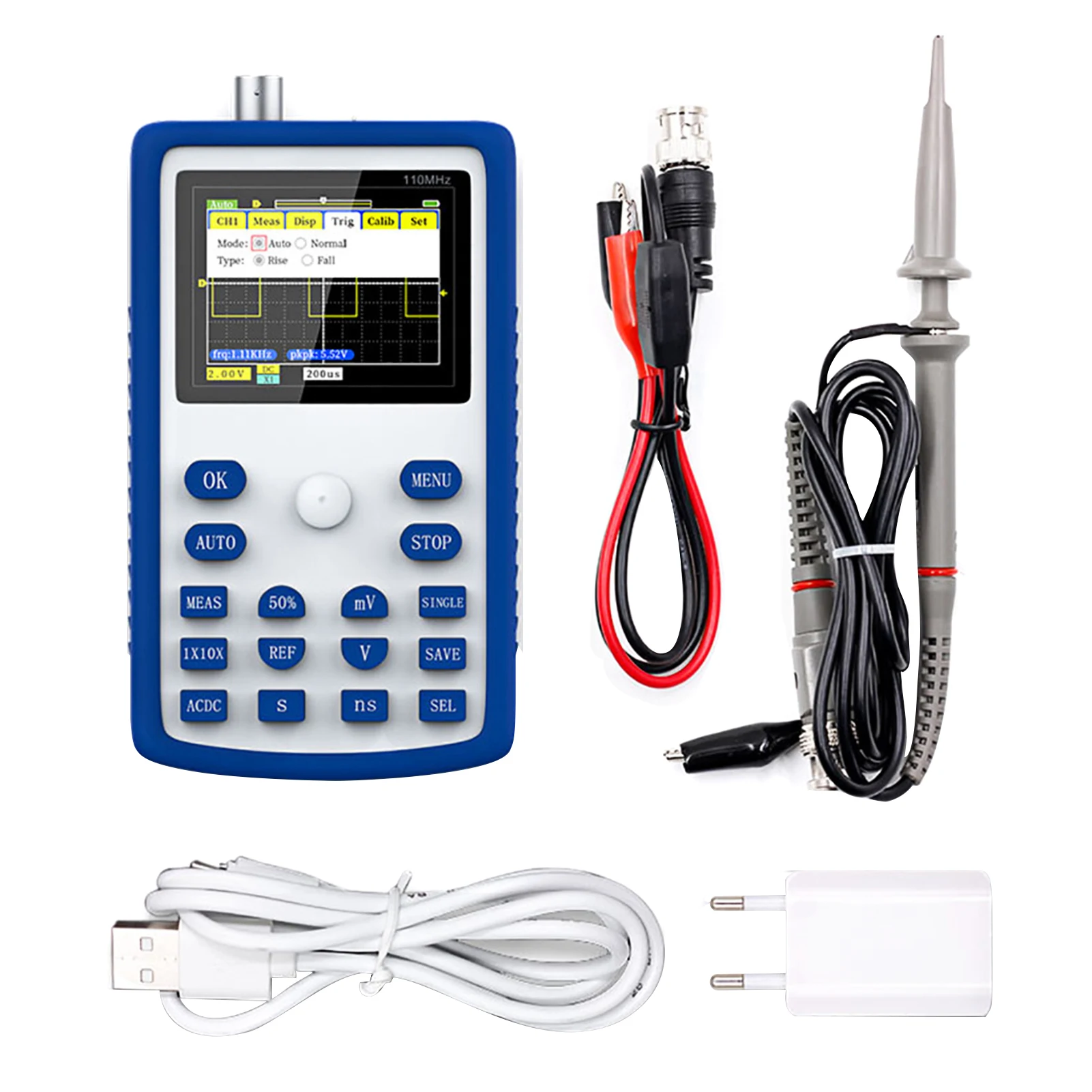 Digital Oscilloscope Kit 110m Bandwidth 500m Sampling Rate With High Voltage Probe Bncclip
