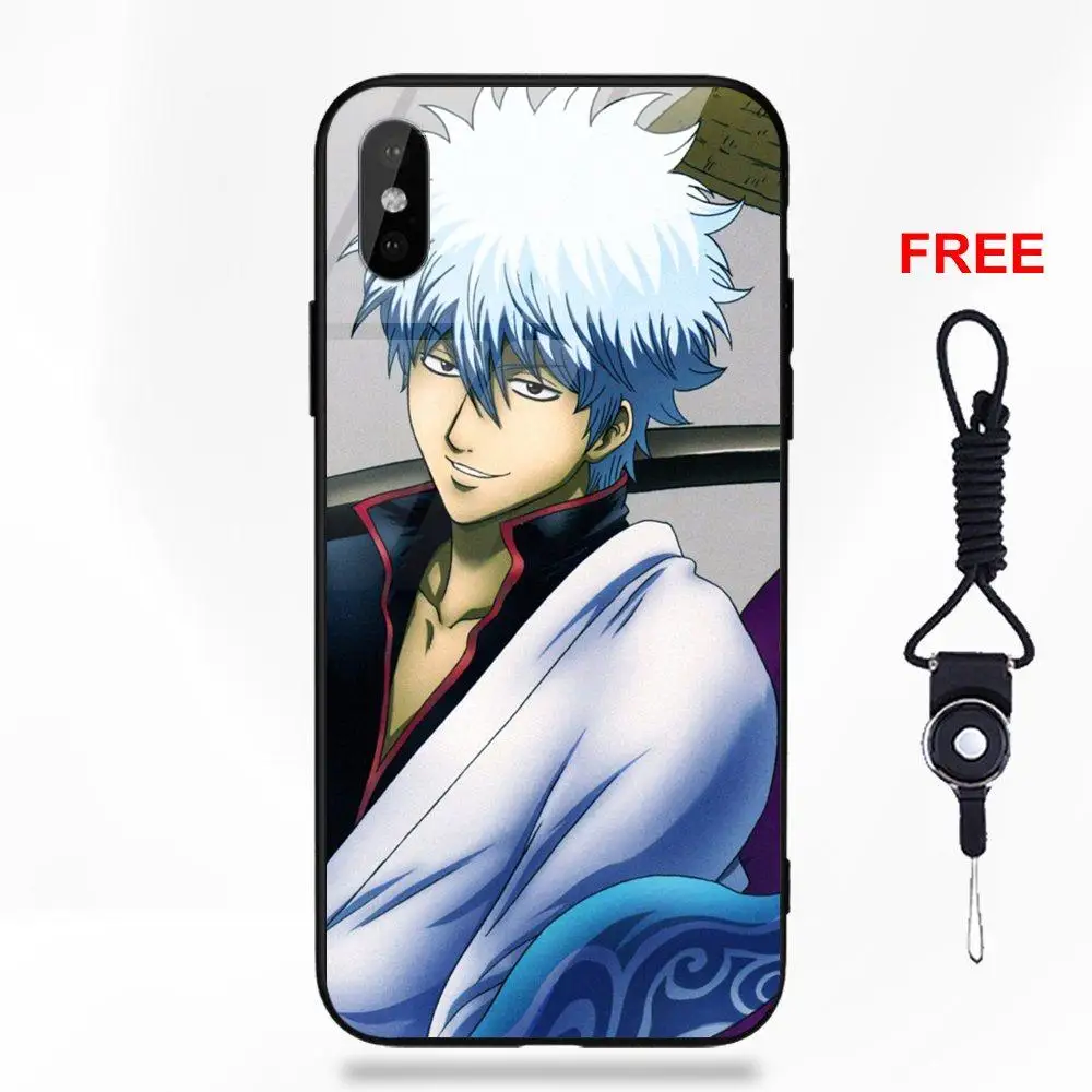 Gintama Gintoki Мягкий ТПУ чехол+ закаленное стекло для Apple iPhone 5 5C 5S SE 6 6S 7 8 Plus X XS Max XR