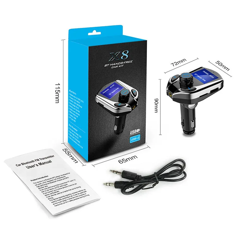 X8 Автомобильный MP3-плеер Bluetooth беспроводной Hands Free комплект MP3-плеер дополнительный fm-передатчик двойной Usb зарядное устройство Aux Выход Sd Tf