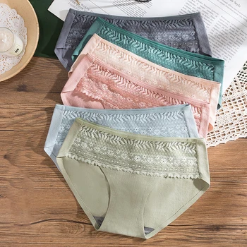 

Sexy Women Panties Lace Briefs Seamless Lingerie Antibacterial Underwear Breathable Comfort Underpants Female Thong Intimates #F