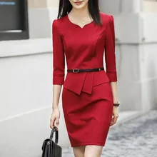 Платья костюмы Офисная Женская одежда деловые поддельные 2 шт набор плюс размер весна осень черные красные синие женские мини платья