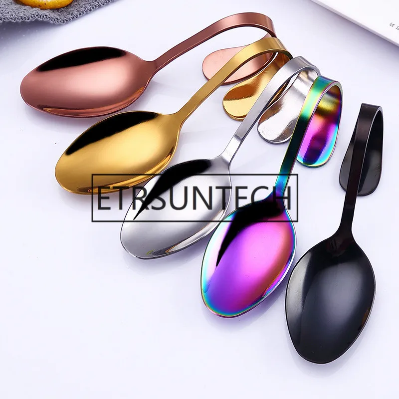 100pcs New Stainless Steel Hotel Tableware Soup Spoon Spoon Multi Color Dinner Decoration Tableware Kitchen Tool