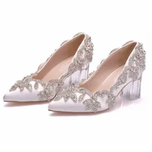 

High heeled shoes wedding shoes bridesmaid shoes banquet shoes diamond crystal transparent shoes dress shoes and shoes