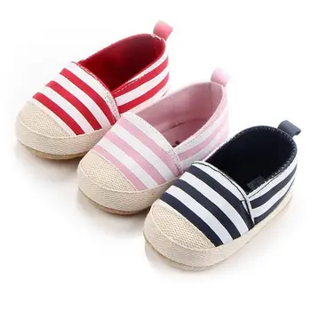 

Autumn Spring Baby Girls Shoes Stripes Print Anti Slip Sneaker Soft Soles Prewalker Flat Shoes For Baby Shoes