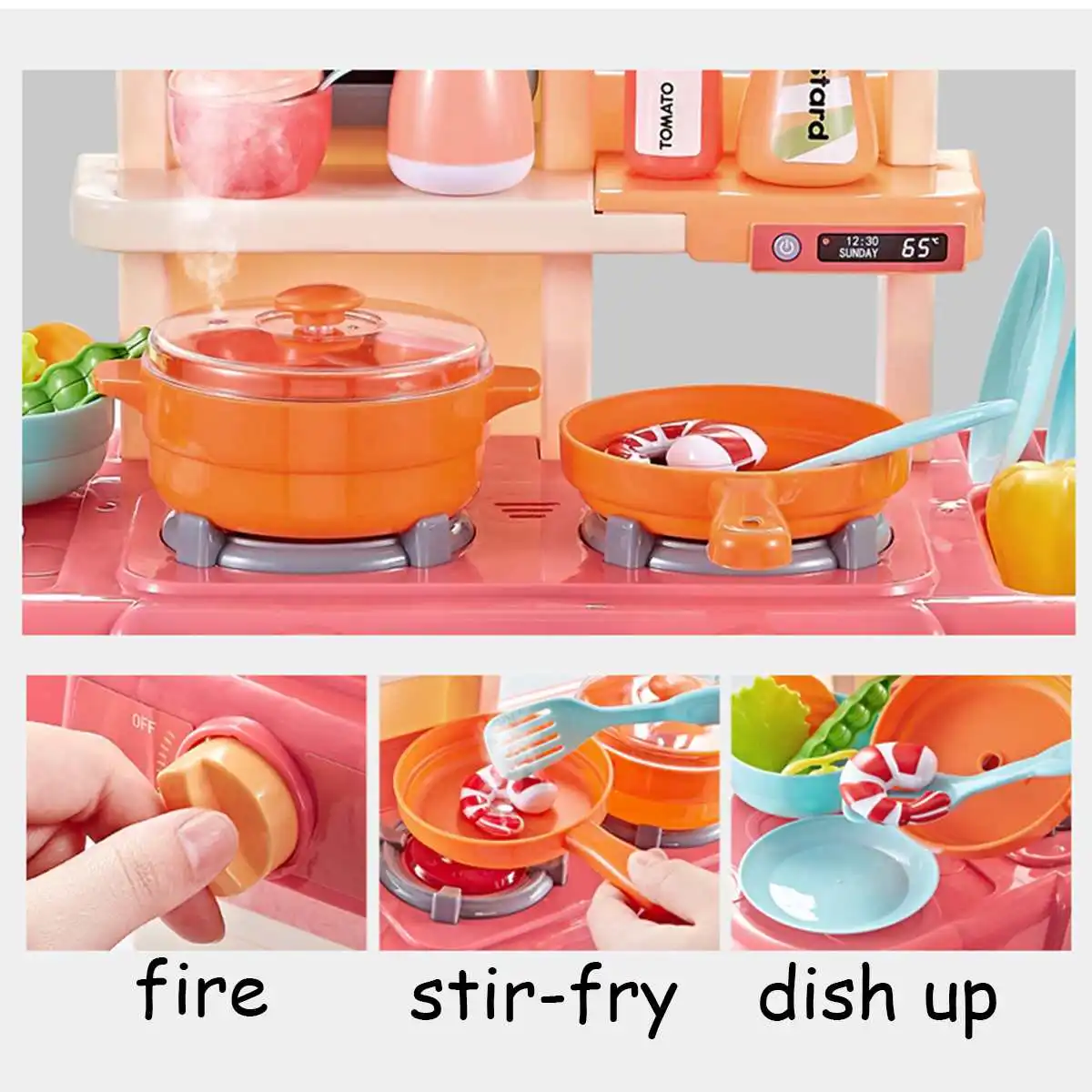 42Pcs/Set Kid Kitchen Toys Simulation Kitchen Toy Spray Water Dinnerware Pretend Play Kitchen Cooking Table Set Children's Gift