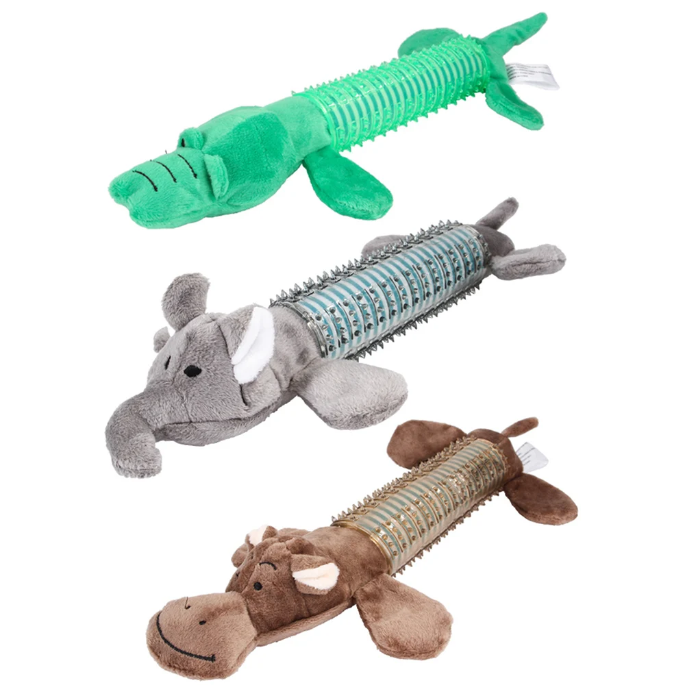 

Pet Dog Cat Plush Squeak Sound Toys Funny Chew Molar Toy Clean Tooth Interactive Training Playing Rubber Interesting Release Toy