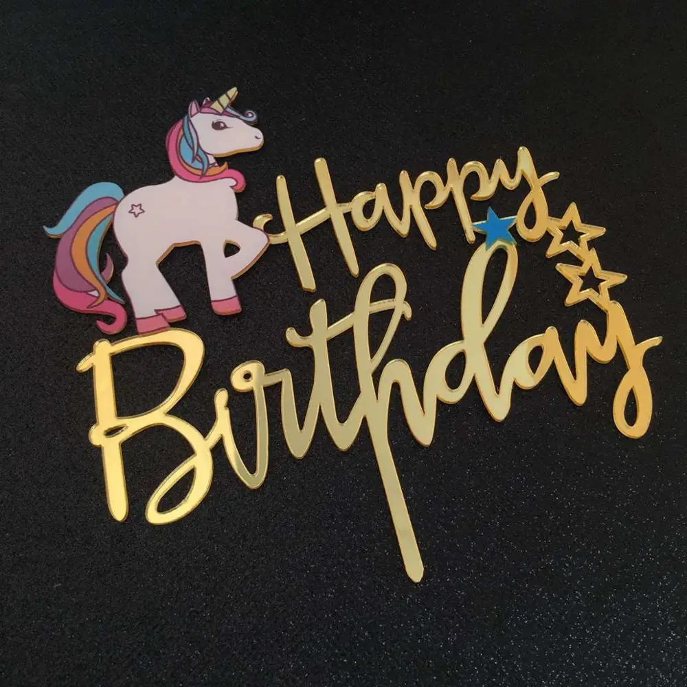 Unicorn Toppers 4 CHZLL Единорог торт Топпер свадебный Кекс Украшение детский душ Декор С Днем Рождения вечерние принадлежности детский Единорог Декор - Цвет: Unicorn Toppers 4
