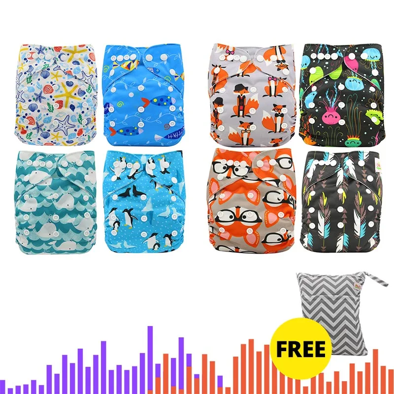 Ohbabyka 8 карман подгузник крышка моющиеся Подгузники Детские многоразовые подгузники тренировочные брюки с Бесплатный подгузник сумка для девочек и мальчиков