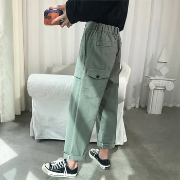 

Men's Leisure Cotton Casual Pants Male Cargo Pocket Decoration Loose Trousers Hip Hop Style Male Streetwear Sweatpants M-5XL
