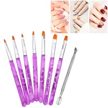 7 шт Кисть для нейл-арта с двусторонней нержавеющей сталью толкатель для удаления кутикулы для УФ-геля для рисования Кисть-инструмент для маникюра