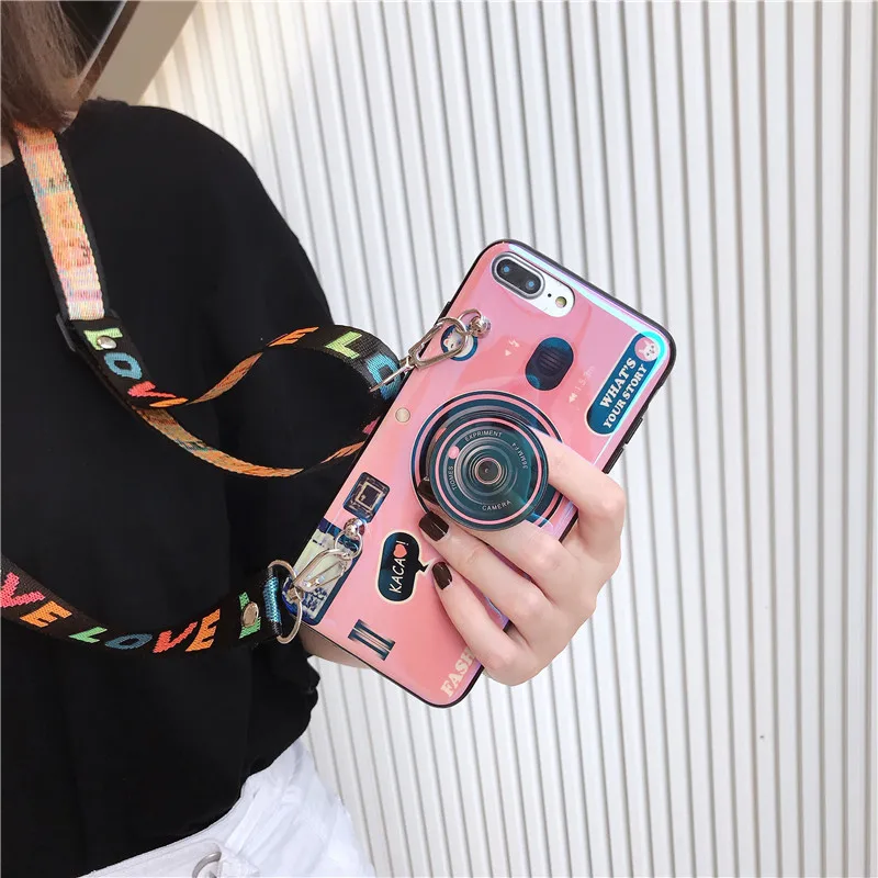 Retro 3D Camera phone case For xiaomi mi 10T 11 MAX 3 pro A1 6X Play redmi Note 9 10 9s 10s GO Stand Holder Lanyard Silicon | Мобильные