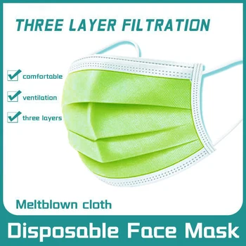 

10/50/100/200pcs Disposable Green Face Mask 3 Layers Filter Earloop Anti Dust Smog Breathable Gauze Mask Adult Face Mouth Masks