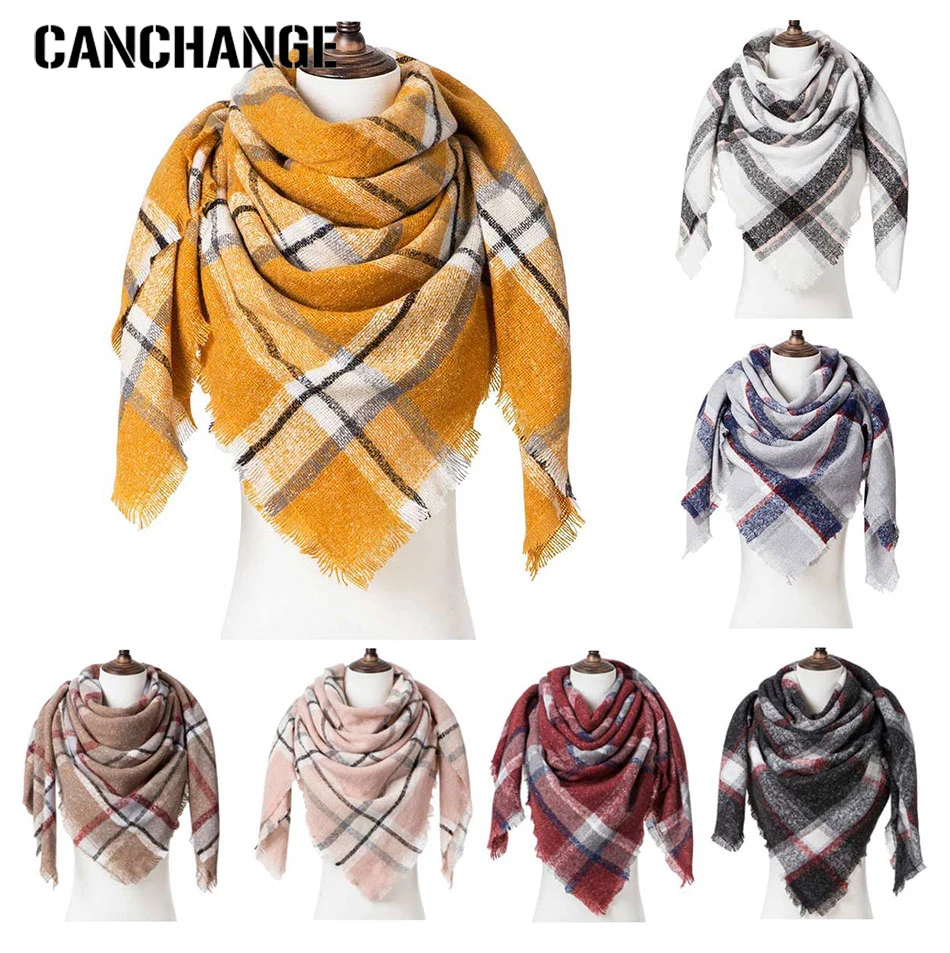 

Winter Woman Scarf Plaid Scarf Warm Scarf Large Knit Shawl Dual-Use Scarf Long Paragraph Wild Bufandas Invierno Mujer Bufanda