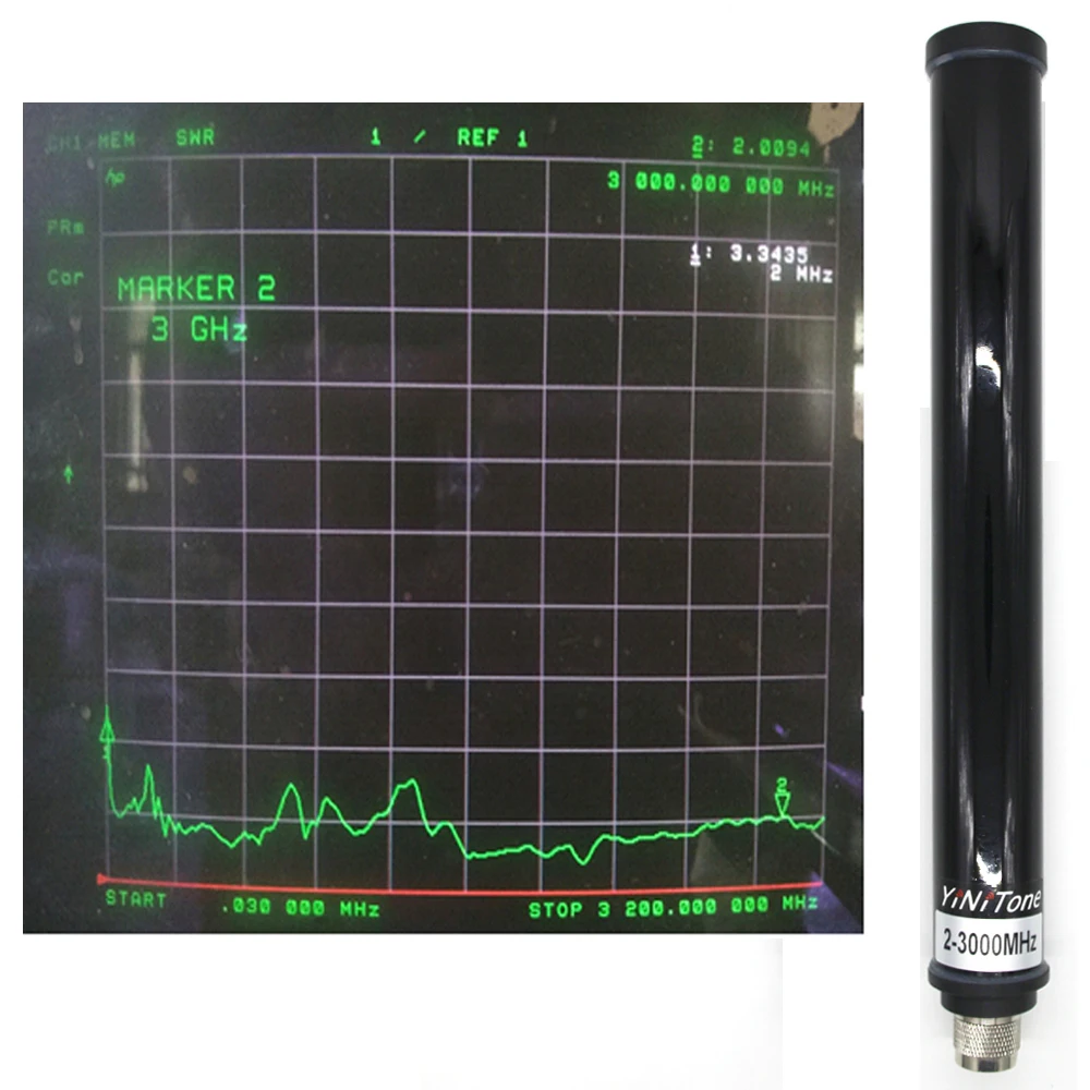 YiNiTone GRA-3000M Wideband 2-3000MHz Full Band FRP Fiberglass Hackrf One type N Antenna