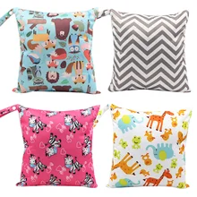 Детская тканевая сумка для подгузников для мамы, прогулочная коляска, Влажные Сумки для подгузников, водонепроницаемая многоразовая сумка-вкладыш, переносная сумка для хранения, карман на одной молнии, 28*30 см