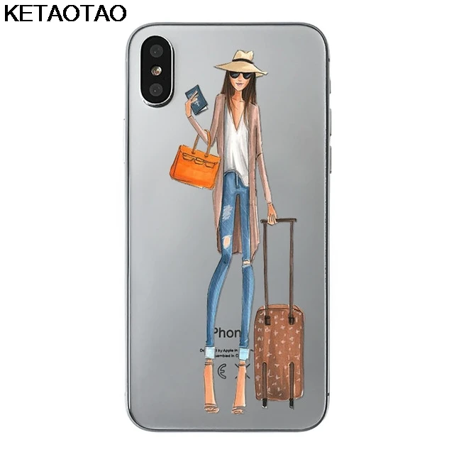 Фиолетовый KETAOTAO модная сумка для девочек чехол для телефона s для iPhone 4S 5C 5S 6S 7 8 SE 5Plus XR XS Max чехол кристально чистый мягкий TPU чехол s - Цвет: Фиолетовый