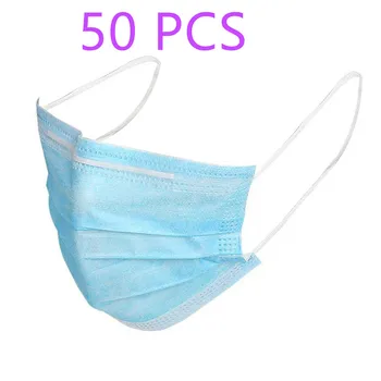 

50 Pcs/bag Dust Respirator Protection Unisex Mouth Mask Disposable Non-Woven Masks Three-layer Filter mask