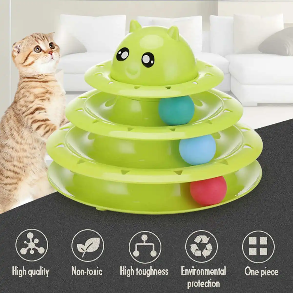 Кошка башня игрушка питомца игрушечные мячи с типом спайки Round 3-слой ПЭТ игрушечный поворотный стол мяч на направляющей башня игрушка набор для кошки Kitte щенок собака диск с шариком дисковые тормоза