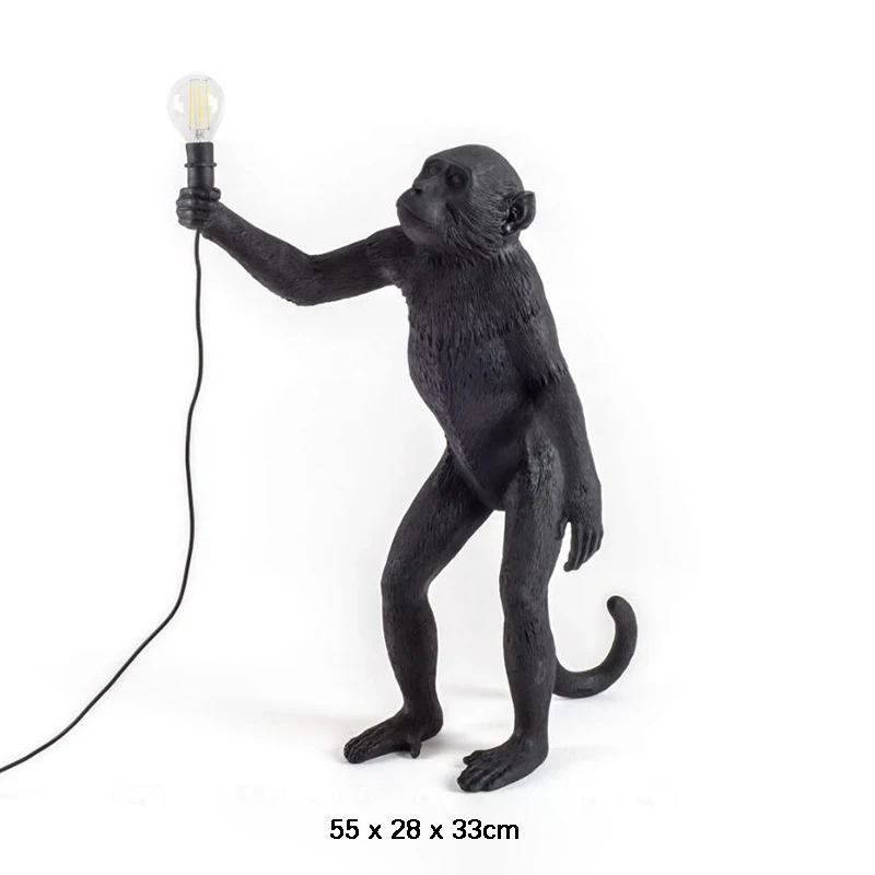 Полимерная лампа в форме обезьяны, современный подвесной светильник, домашний декор, пеньковая веревка, подвесные лампы, лофт светильник, подвесной светильник, абажур, светильник, светильники E27 - Цвет корпуса: Standing black