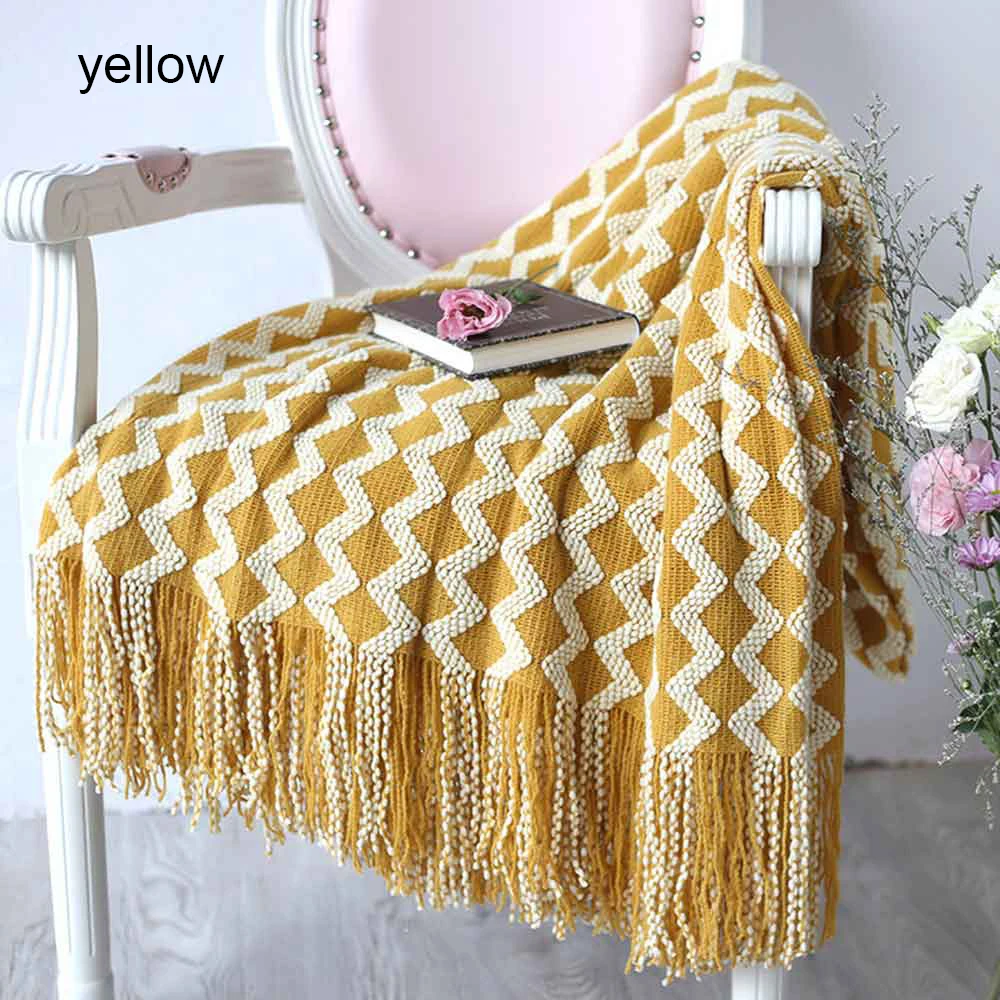 

120X200cm Sofa Warm Blanket Qui Stitching Pattern Two-Color Knit Sofa Blanket Air Conditioning Blanket Decorative Blanket Towel