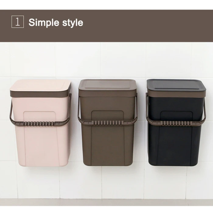 Trash Can Kitchen Wall Mounted Garbage Bin Recycle Compost Bin Bathroom Dustbin HFing