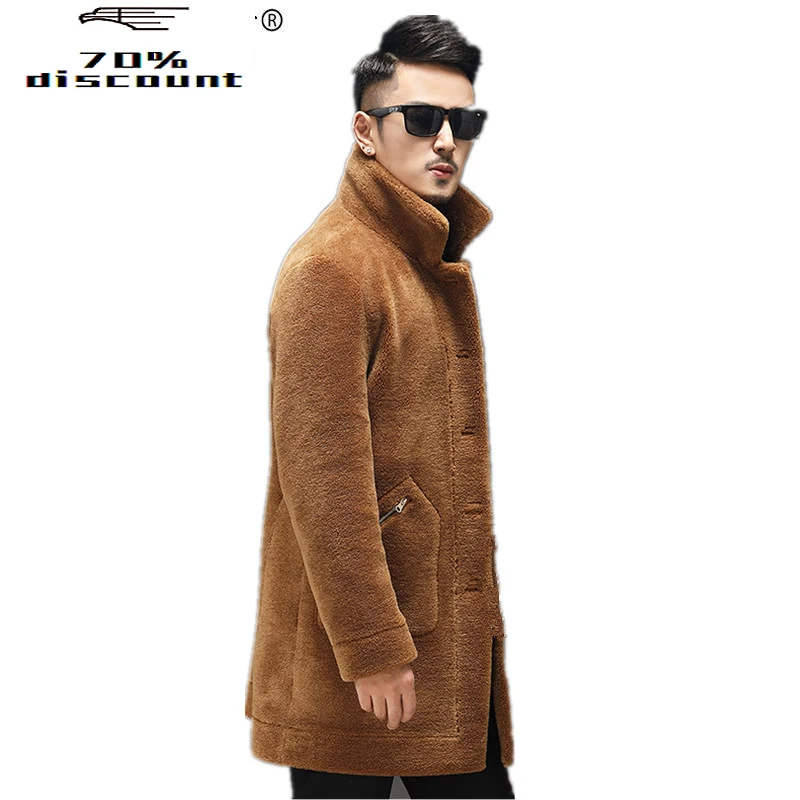 

Real Sheep Shearling Fur Coat Winter Jacket Men Real Wool Coats Mens Double-side Wear Suede Jackets L28-0205 MY2450