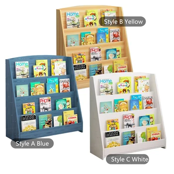 

4 Layer Children's Bookshelf Cartoon Solid Wood Floor Bookcase Simple Shelf Picture Book Storage Furniture For Home