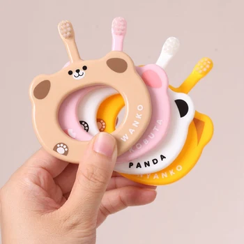 

Baby Toothbrush Soft Silicone Anti-card Throat Hair Toothbrush Hand Training Ring Grip Toothbrush Children Chewing Toys