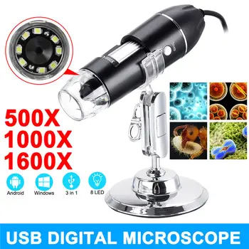 

3 in 1 Digital USB Type-C Microscope Microscope Magnifier Camera 8 LED Stand for Android Digital Microscope 500X 1000X 1600X