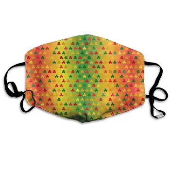 

Rainbow St. Patrick's Day Lucky Shamrock Washable Reusable Mask, Cotton Anti Dust Half Face Mouth Mask For Kids Teens Men