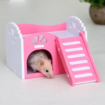 

Pet Hedgehog Castle Toy Pet House Viewing Deck Ladder Pet Products 1 PC Hamster House Hamster Nest Wooden