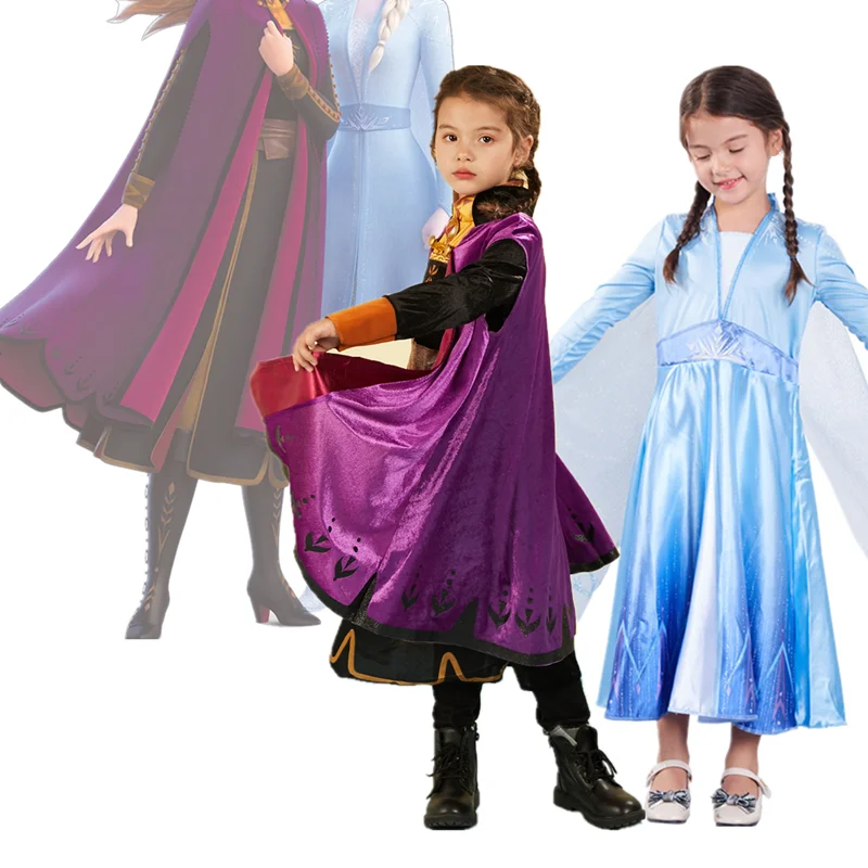 Г. Новое платье для девочек, одежда комплект принцессы Эльзы и Анны, рождественское маскарадное платье принцессы Эльзы на день рождения, небесно-голубое платье