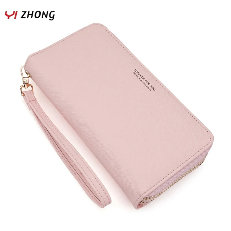 

YIZHONG Trendy Double Zipper Wallet Luxury Wallets for Women Foever Young Wristband Purses Fashion Clutch Purses Bolsa Feminina