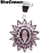 20x17 мм Горячая, Фиолетовый аметист CZ подарок серебряный кулон