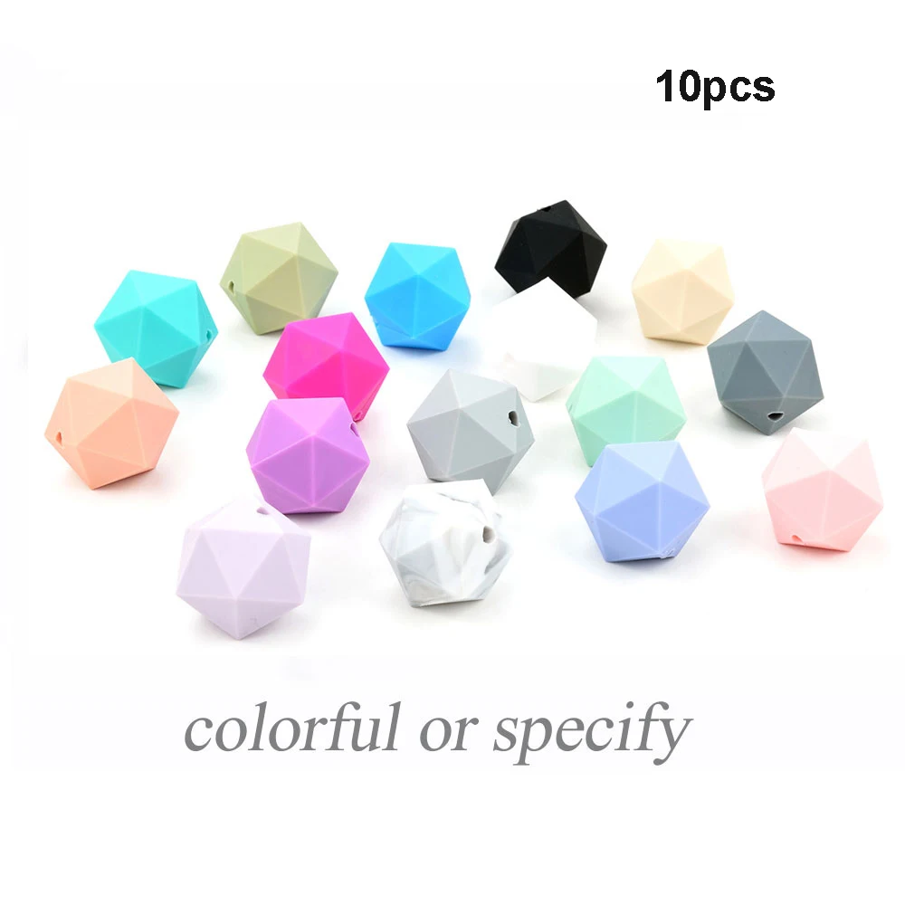 LOFCA 10 шт. Icosahedron Прорезыватели для зубов СИЛИКОНОВЫЕ BPA-Free пищевого класса Силиконовые Прорезыватели для зубов изготовление подарков - Цвет: Colorful or specify
