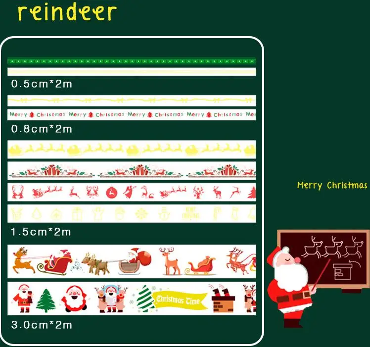10 шт./компл. Рождественская серия декоративное дерево набор декоративного скотча Васи золочение Стикеры риса Бумага DIY Скрапбукинг клей малярный скотч - Цвет: 10 ROLLS  Reindeer