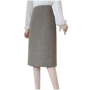 

Fashion skirt Women Sexy noble High Waist Autumn Winter Casual Plaid Printed Long Fit Skirts юбка женская Free Shipping D4