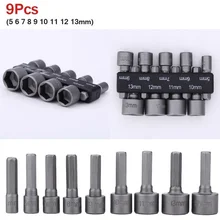 

9pcs/set 5mm-13mm Hex SocketS Sleeve Nozzles Nut Driver Set Screwdriver Set Schroevendraaier Set Bits Sets Tools