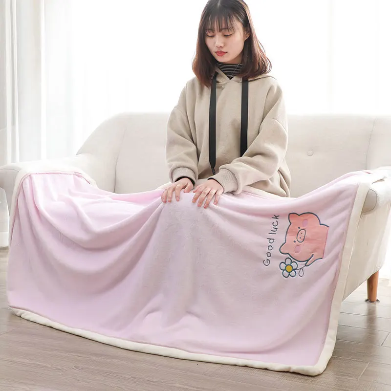 Pink lucky piglet Новорождённый одеяло мультфильм мягкая фланель младенец пеленка конверт завернуть девочка мальчик коляска детский одеяло одеяло - Цвет: Pink lucky piglet