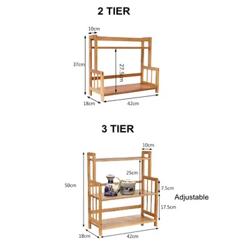 

New Multifunction Wood Spice Rack Portable Kitchen Rack 2/3 Tier Storage Rack For Herb Jars Handle Seasoning Bottle Storage Hold