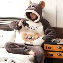 Pajamas Men's Winter Coral Velvet Thickened Plush Warm Spring and Autumn Winter Men's Flannel Home Clothes Winter Suit 2021 NEW