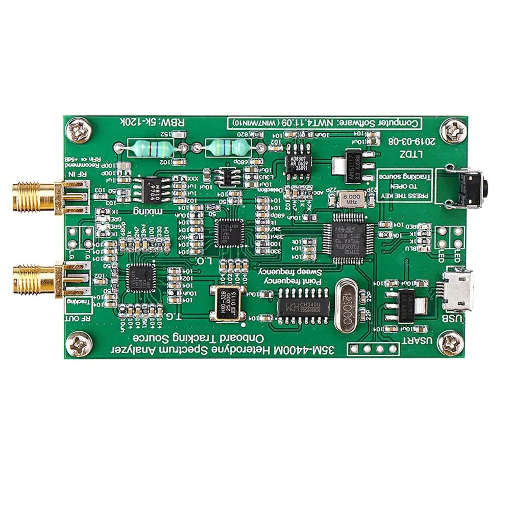 

USB Spectrum Analyzer High Accuracy Spectrum Signal Source RF Frequency Domain Analysis Tool Sweep Bandwidth 33mHz-4400mHz D17