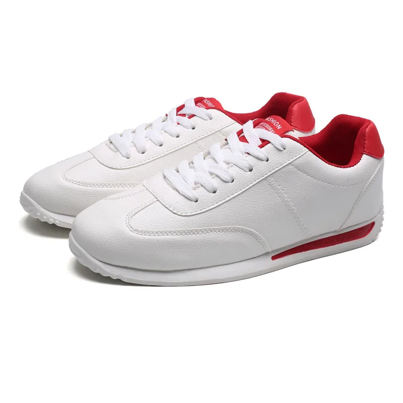 White Red Классические мужские повседневные туфли студенческие модные белые кроссовки для влюбленных размер 35-44 удобные легкие теннисные мужские летние туфли - Цвет: White Red